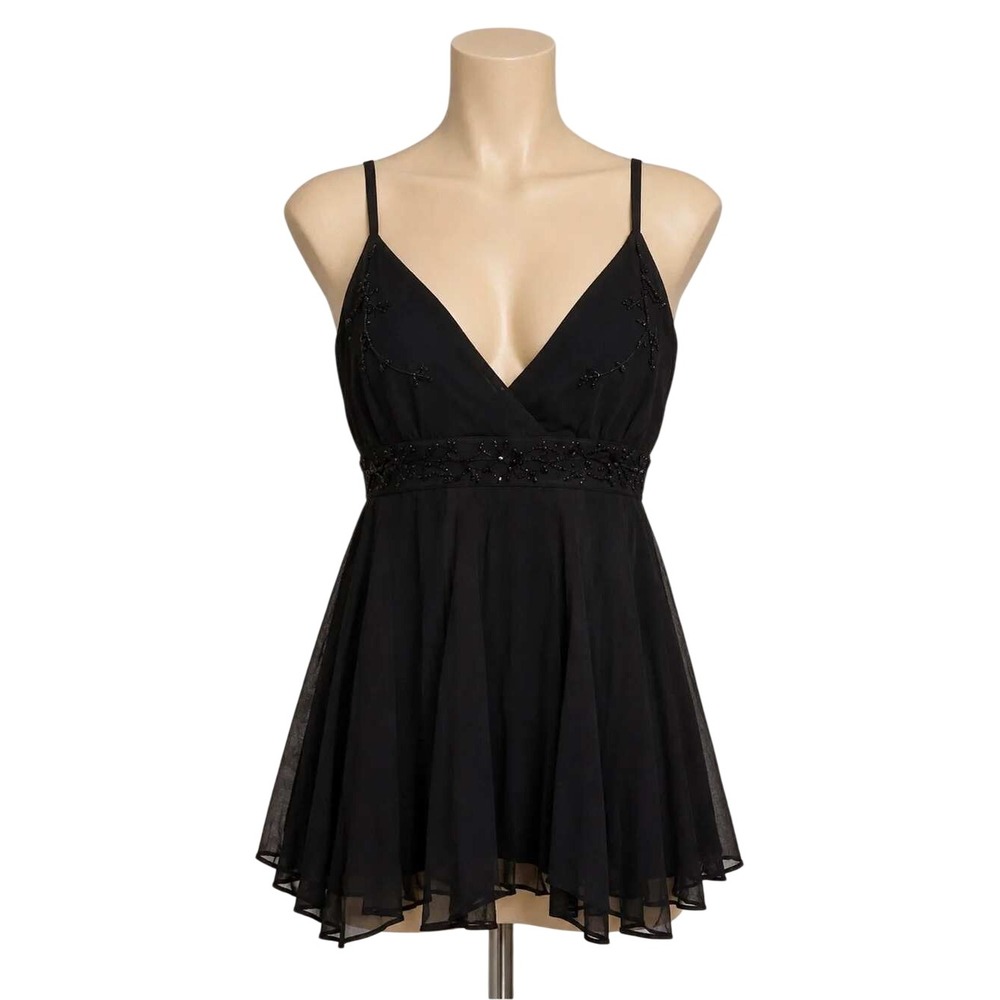 Ted Baker London Embellished Empire Waist Camisole Top 3 Black Beaded V-Neck